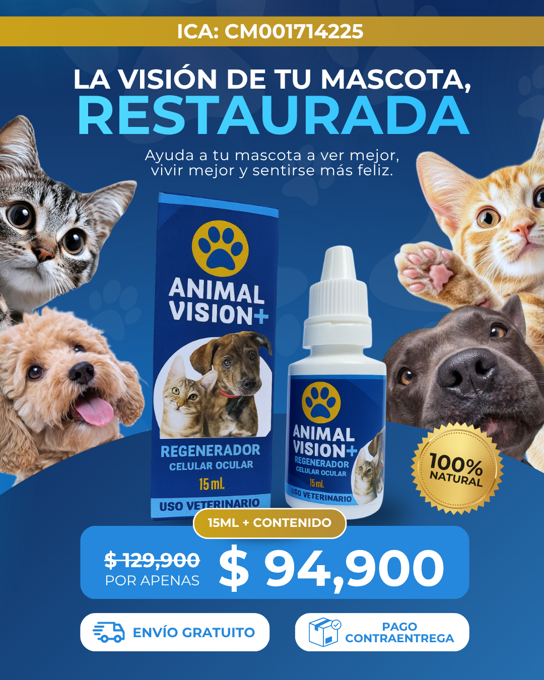 Animal Vision + ® - Gotas Oculares para Mascotas